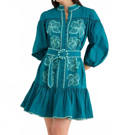 Alivia Lori-anne Mini Dress In Teal Floral Embroidery In Green