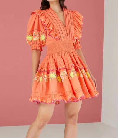 Alivia Perla Dress In Coral In Pink