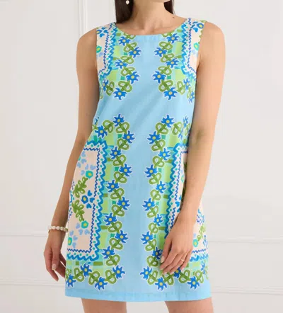 Alivia Rowan Mini Dress In Blue Floral Folk In Pink
