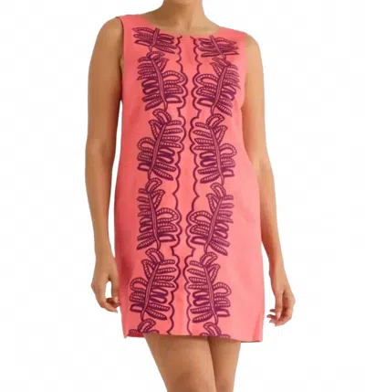 Alivia Rowan Mini Dress In Coral Royal Palms Embroidery In Multi