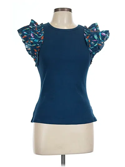 Pre-owned Alivia Short Sleeve Top Blue Sweetheart Neckline Tops
