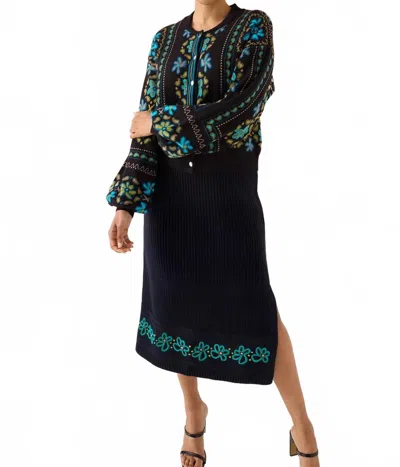 Alivia Tanya Sweater Jacket In Black Floral Tile