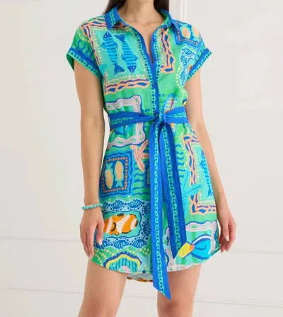 Alivia Whitney Mini Dress In Fish Tales In Blue