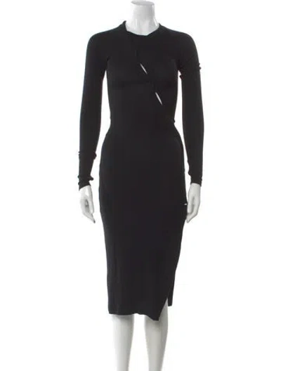 Pre-owned Alix Nyc Asymmetrical Midi Length Dress In Black