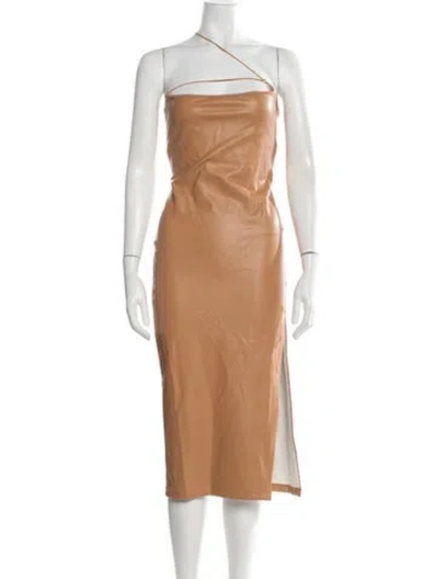 Pre-owned Alix Nyc Asymmetrical Midi Length Dress In Brown