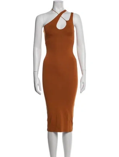 Pre-owned Alix Nyc Asymmetrical Midi Length Dress In Orange