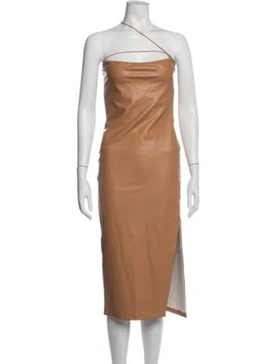 Pre-owned Alix Nyc Asymmetrical Midi Length Dress W/ Tags In Brown