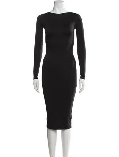 Pre-owned Alix Nyc Bateau Neckline Midi Length Dress In Black