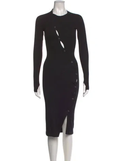 Pre-owned Alix Nyc Crew Neck Midi Length Dress In Black
