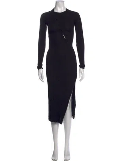 Pre-owned Alix Nyc Crew Neck Midi Length Dress In Black