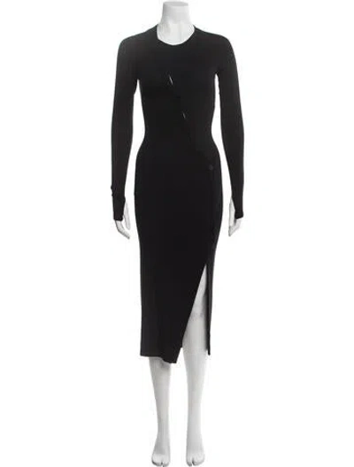 Pre-owned Alix Nyc Crew Neck Midi Length Dress In Black