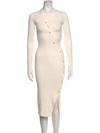 Pre-owned Alix Nyc Crew Neck Midi Length Dress In Neutral
