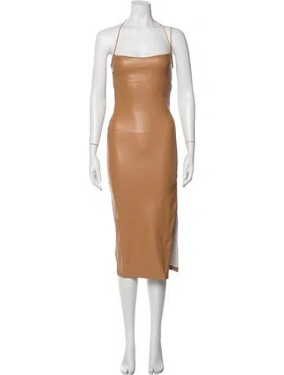 Pre-owned Alix Nyc Faux Leather Long Dress In Brown