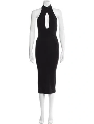 Pre-owned Alix Nyc Halterneck Knee-length Dress In Black