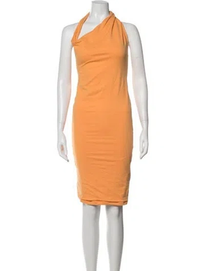Pre-owned Alix Nyc Halterneck Knee-length Dress In Orange