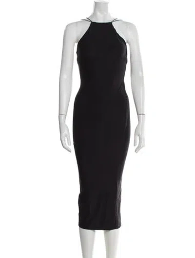 Pre-owned Alix Nyc Halterneck Midi Length Dress In Black