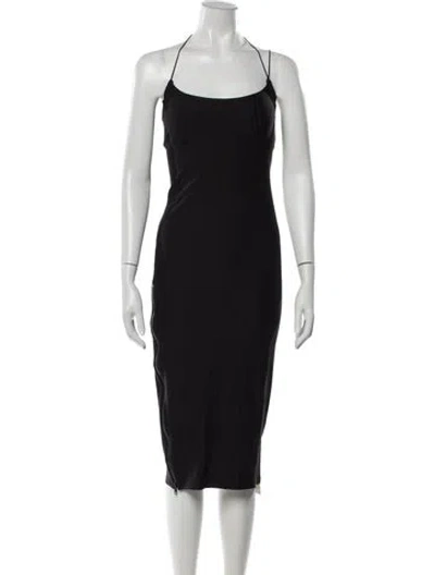 Pre-owned Alix Nyc Halterneck Midi Length Dress In Black