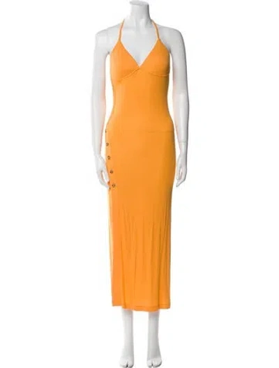 Pre-owned Alix Nyc Halterneck Midi Length Dress In Yellow