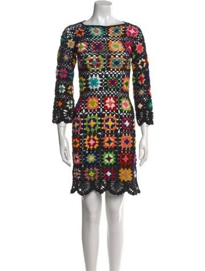 Pre-owned Alix Nyc Lace Pattern Mini Dress In Black