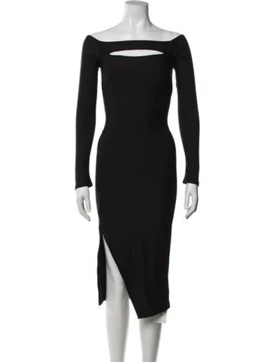 Pre-owned Alix Nyc Off-the-shoulder Midi Length Dress In Black