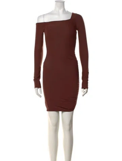 Pre-owned Alix Nyc Off-the-shoulder Mini Dress In Brown