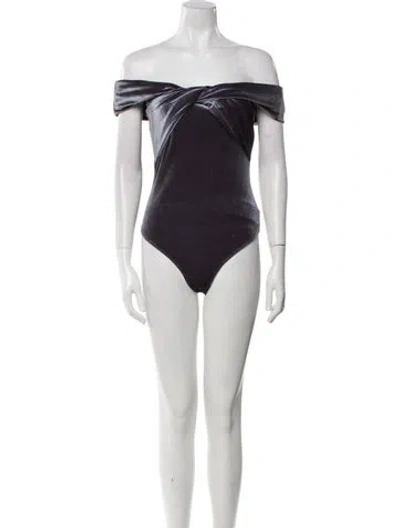 Pre-owned Alix Nyc Off-the-shoulder Short Sleeve Bodysuit In Gray