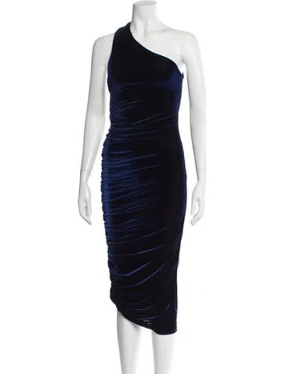Pre-owned Alix Nyc One-shoulder Knee-length Dress In Blue