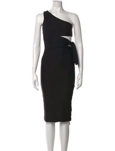 Pre-owned Alix Nyc One-shoulder Midi Length Dress In Black