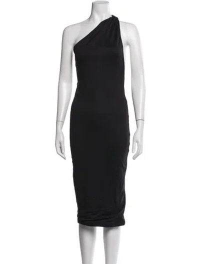 Pre-owned Alix Nyc One-shoulder Midi Length Dress In Black