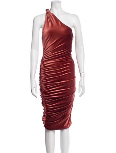 Pre-owned Alix Nyc One-shoulder Midi Length Dress In Orange