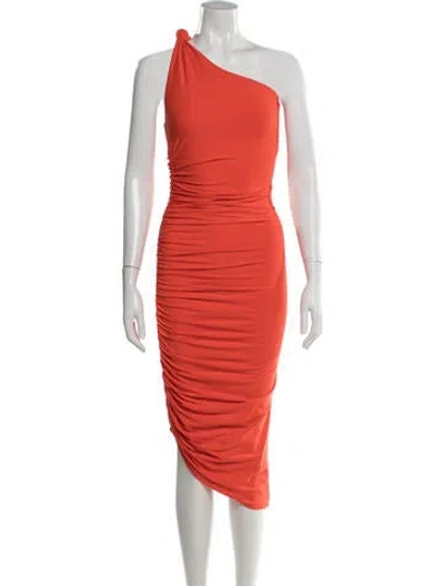 Pre-owned Alix Nyc One-shoulder Midi Length Dress In Orange