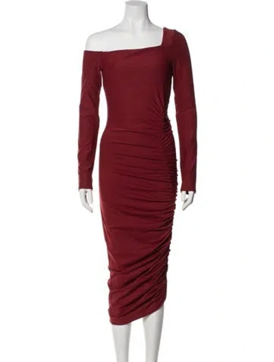 Pre-owned Alix Nyc One-shoulder Midi Length Dress In Red