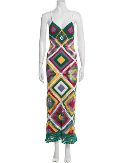 Pre-owned Alix Nyc Patterned Long Dress In Green