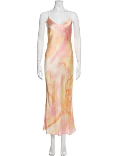 Pre-owned Alix Nyc Printed Long Dress W/ Tags In Yellow