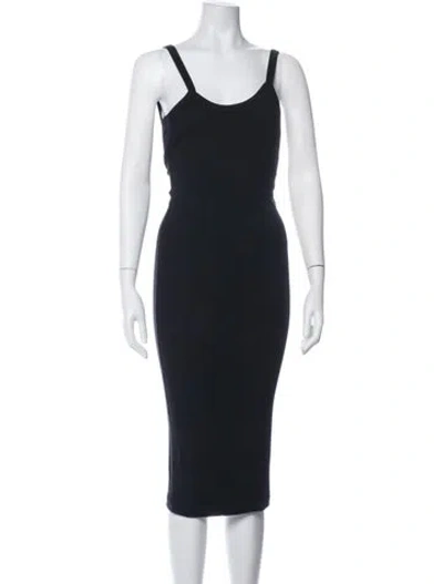 Pre-owned Alix Nyc Scoop Neck Midi Length Dress In Black