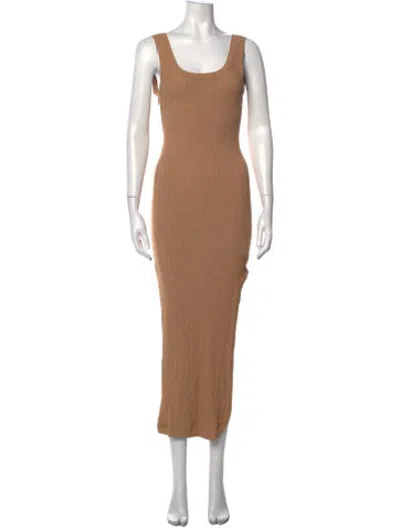 Pre-owned Alix Nyc Scoop Neck Midi Length Dress In Brown