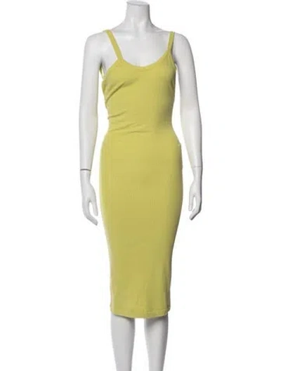 Pre-owned Alix Nyc Scoop Neck Midi Length Dress In Green/yellow