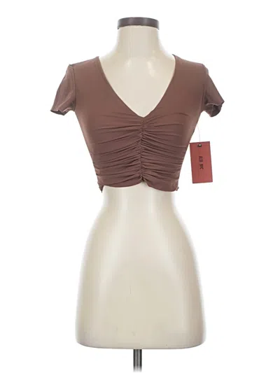 Alix Nyc Short Sleeve Top Brown Sweetheart Neckline Tops