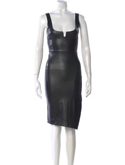 Pre-owned Alix Nyc Square Neckline Knee-length Dress In Black