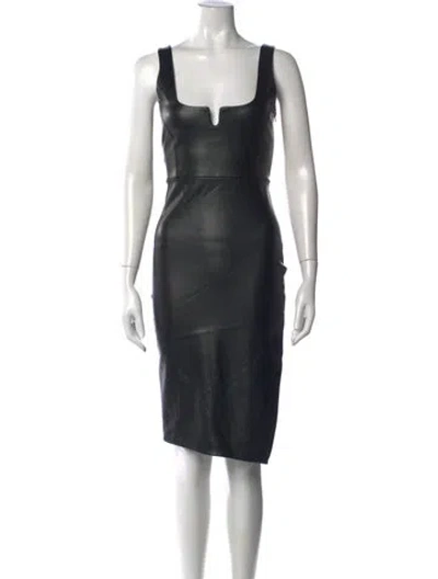 Pre-owned Alix Nyc Square Neckline Knee-length Dress In Black
