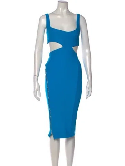 Pre-owned Alix Nyc Square Neckline Knee-length Dress In Blue