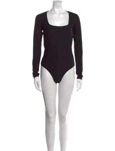 Pre-owned Alix Nyc Square Neckline Long Sleeve Bodysuit In Black