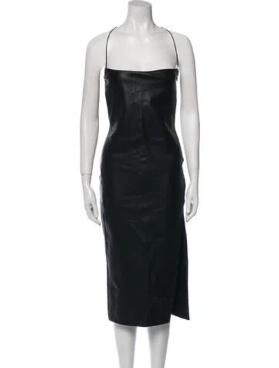 Pre-owned Alix Nyc Square Neckline Midi Length Dress In Black