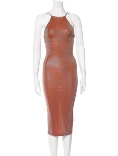 Pre-owned Alix Nyc Square Neckline Midi Length Dress In Brown