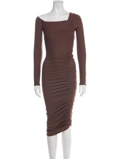 Pre-owned Alix Nyc Square Neckline Midi Length Dress In Brown