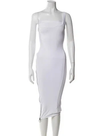 Pre-owned Alix Nyc Square Neckline Midi Length Dress In White