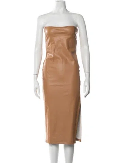 Pre-owned Alix Nyc Strapless Midi Length Dress In Brown