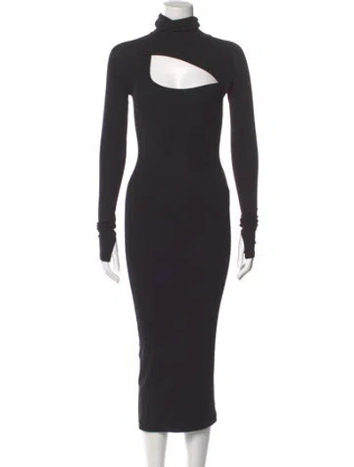 Pre-owned Alix Nyc Turtleneck Midi Length Dress In Black