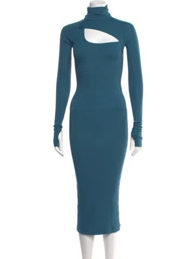 Pre-owned Alix Nyc Turtleneck Midi Length Dress In Blue