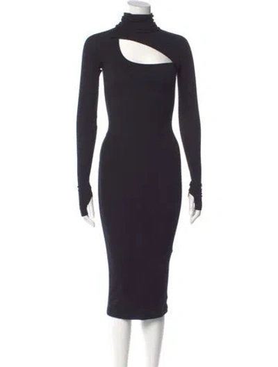 Pre-owned Alix Nyc Turtleneck Midi Length Dress In Blue